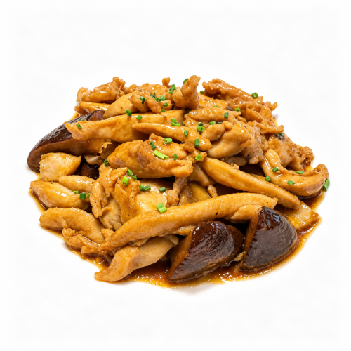 Pollo con bambú y setas